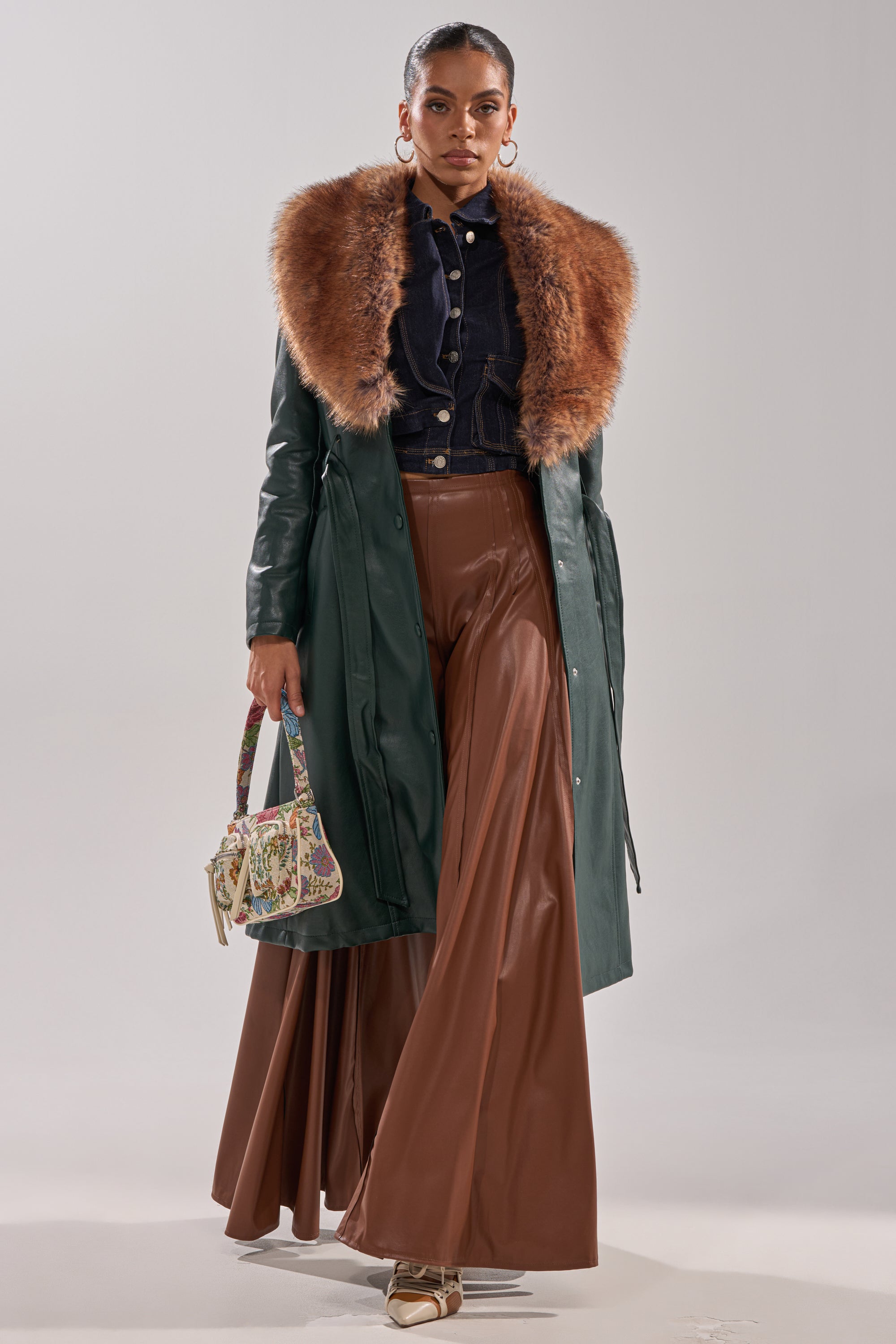 GREENVIEW FUR TRIM TRENCH