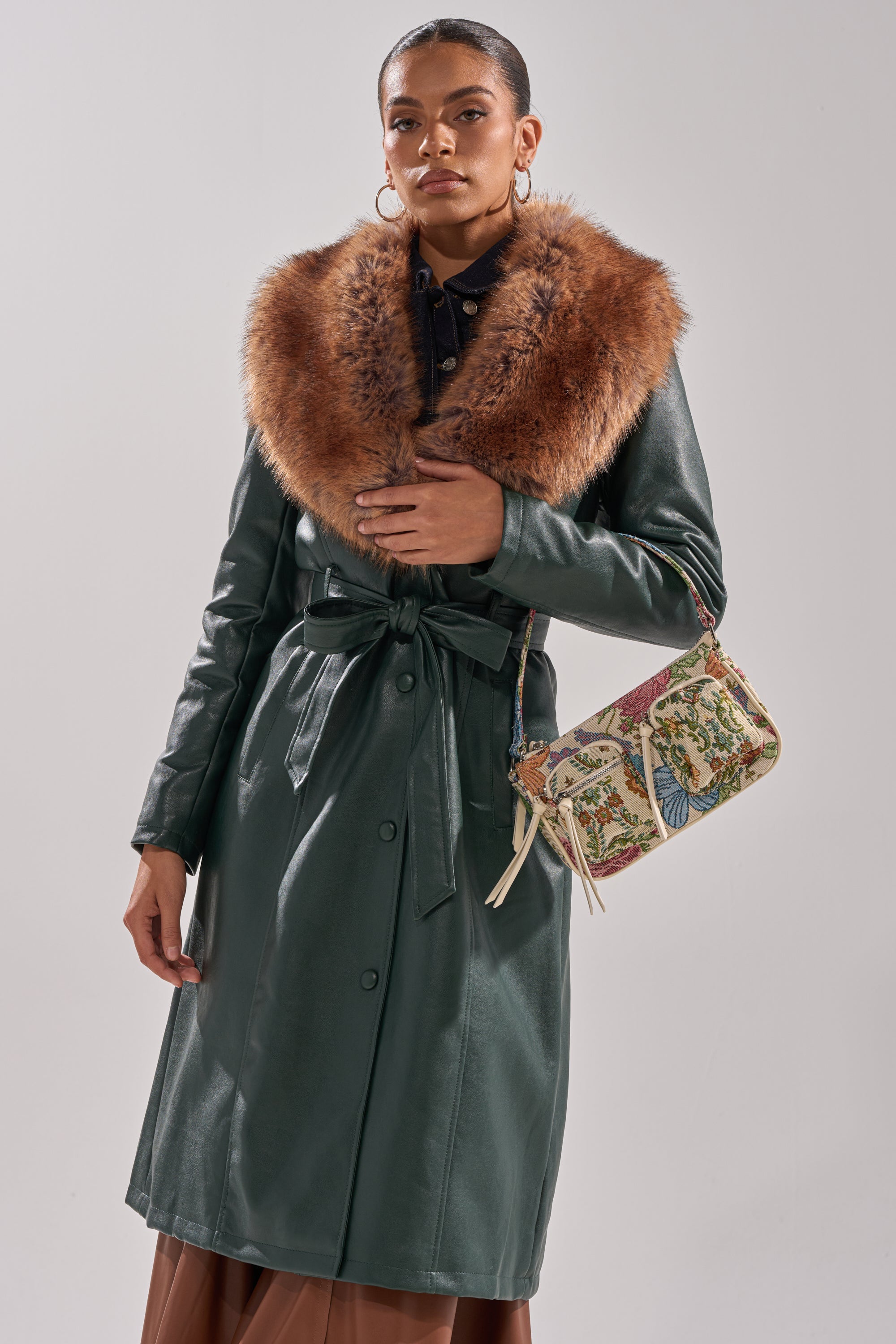 GREENVIEW FUR TRIM TRENCH