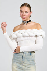 NOT ALONE OFF THE SHOULDER SWEATER IN IVORY