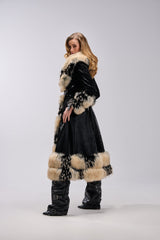 VIVIAN FUR TRIM TRENCH IN LIQUID VELVET