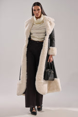 VIVIAN FUR TRIM TRENCH IN GREY