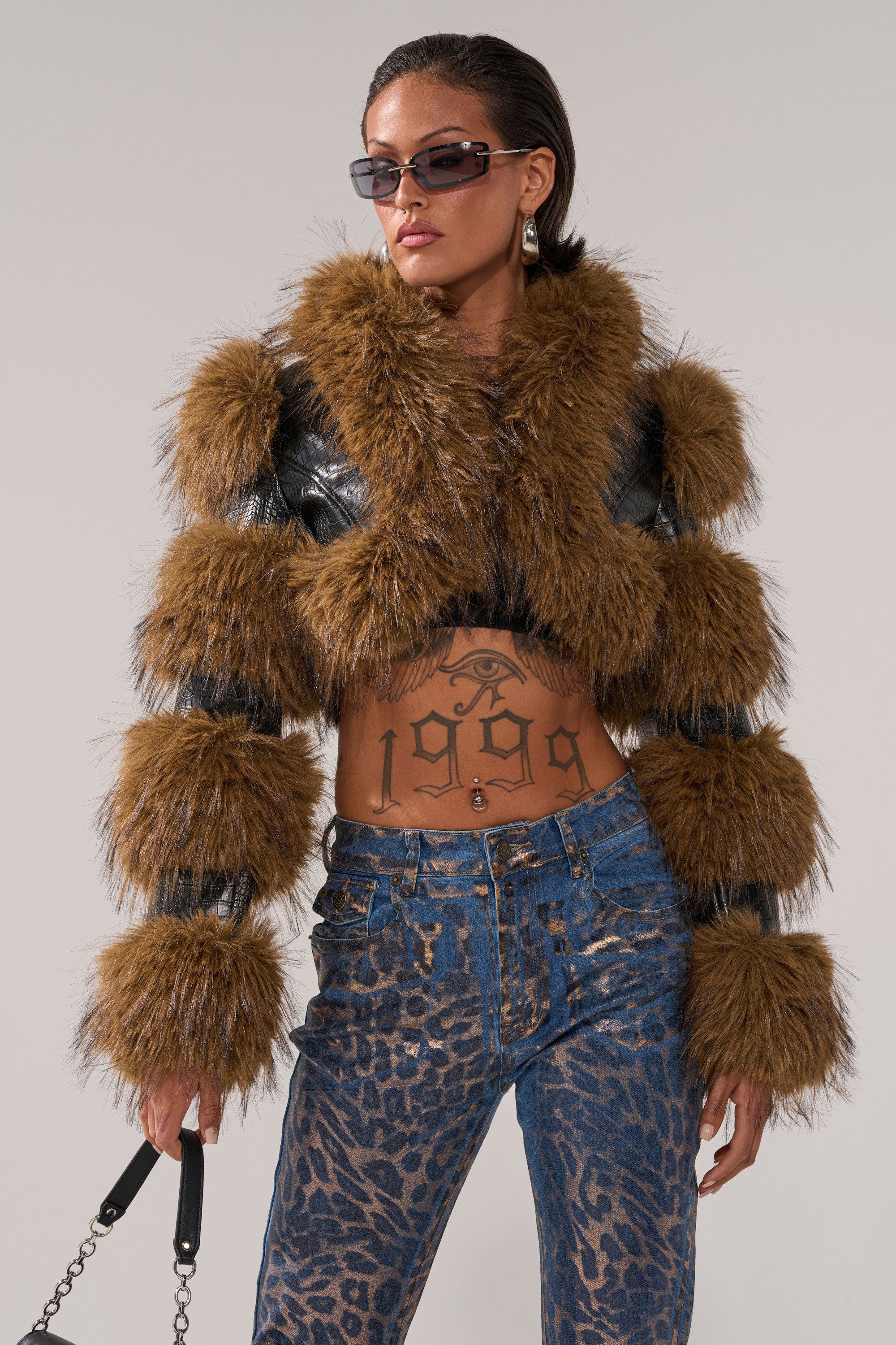 NEW LOVERGIRL ULTRA CROP FUR TRIM MOTO