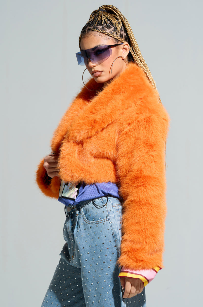 LIGHTS OUT CROPPED FAUX FUR