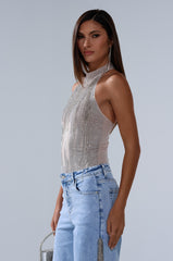 ALL SEASON RHINESTONE MOCK NECK TOP