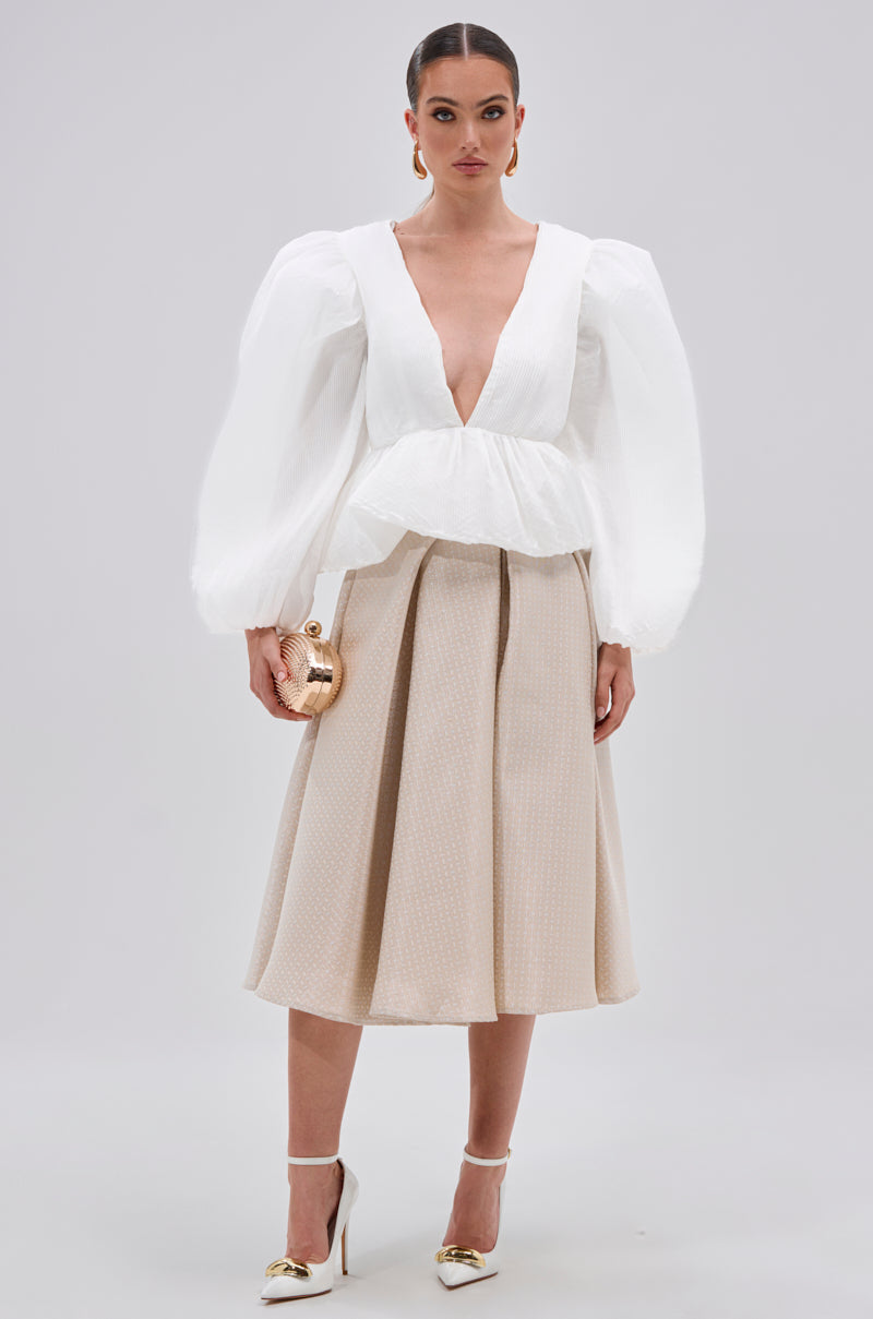 MIMI V-NECK BLOUSE IN WHITE