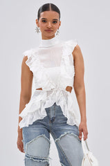 TIFFANY RUFFLE BLOUSE IN WHITE