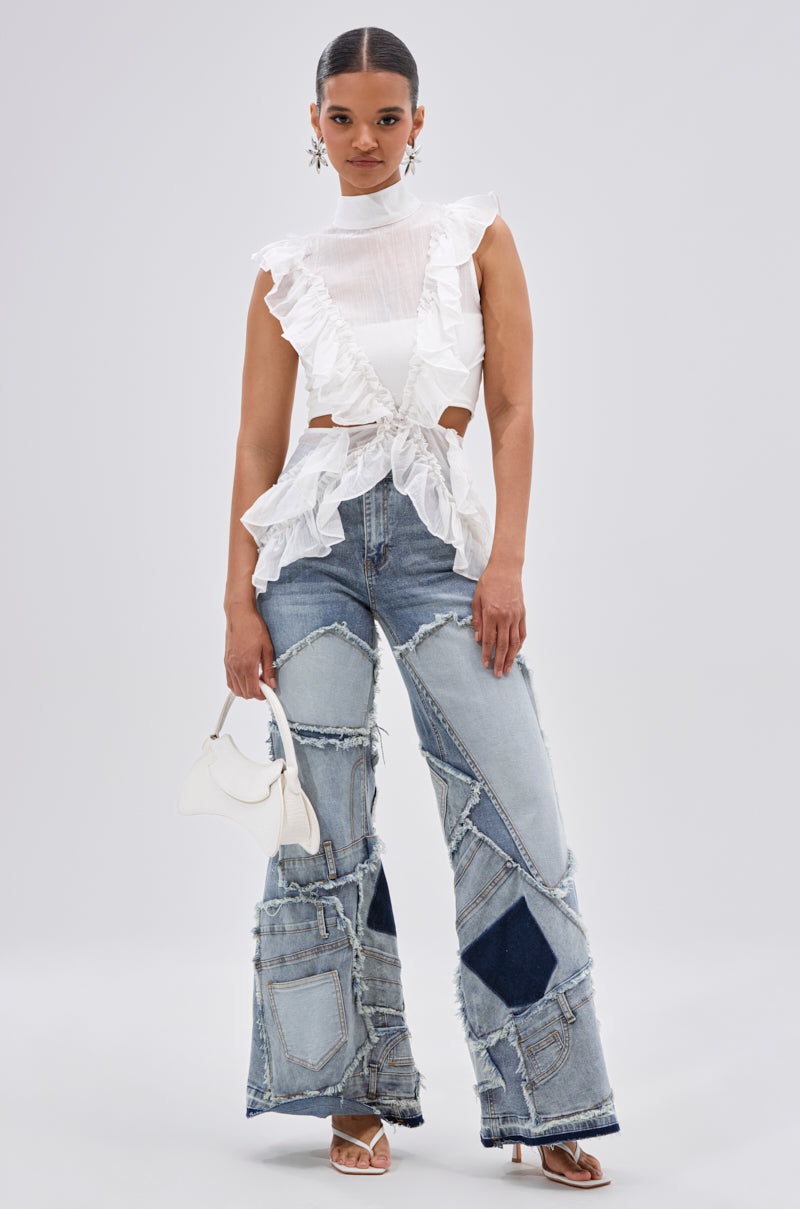 TIFFANY RUFFLE BLOUSE IN WHITE