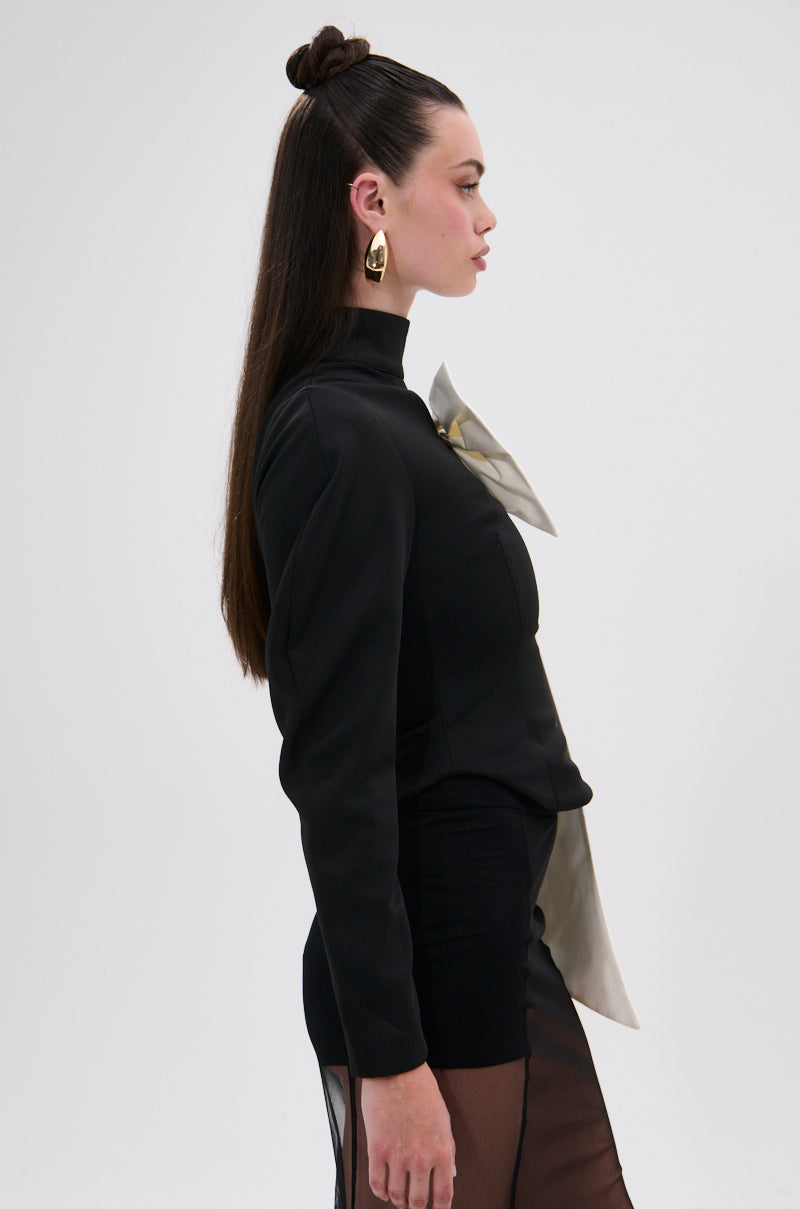 DAYANNE MOCK NECK BOW TOP