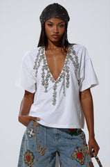 TOO DEEP RHINESTONE TEE
