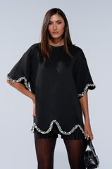 AT LEAST I'M ALIVE OVERSIZED TEE WITH RHINESTONES