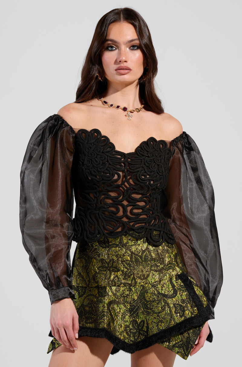 SPIRITED AWAY LONG SLEEVE BLOUSE IN BLACK