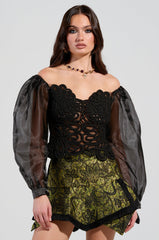 SPIRITED AWAY LONG SLEEVE BLOUSE IN BLACK