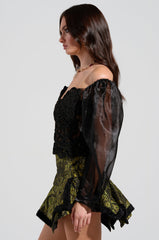 SPIRITED AWAY LONG SLEEVE BLOUSE IN BLACK