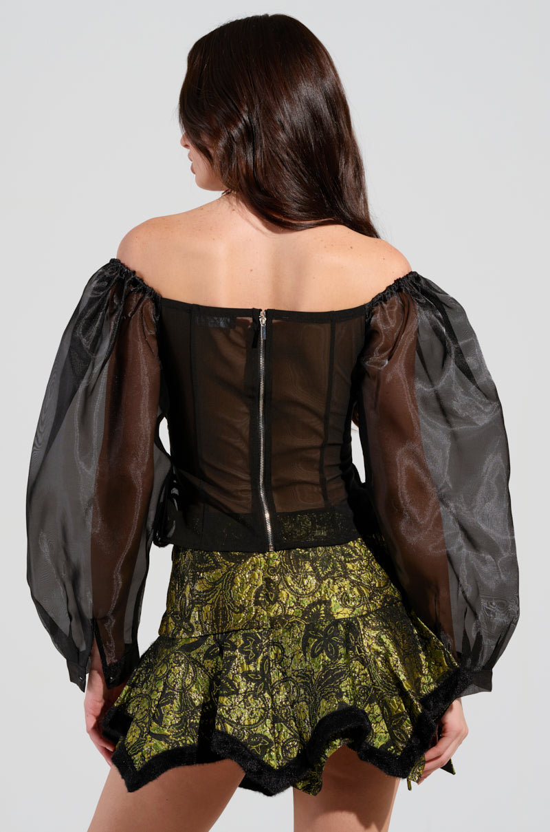 SPIRITED AWAY LONG SLEEVE BLOUSE IN BLACK