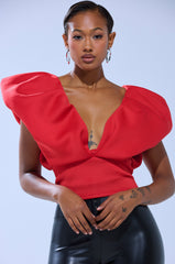 FEMME ENERGY SCUBA BLOUSE IN RED