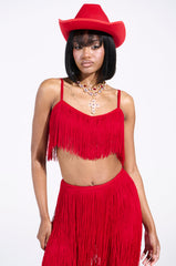 OH SO FRINGE TOP IN RED