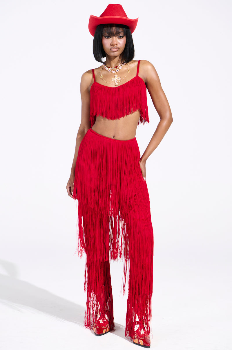 OH SO FRINGE TOP IN RED