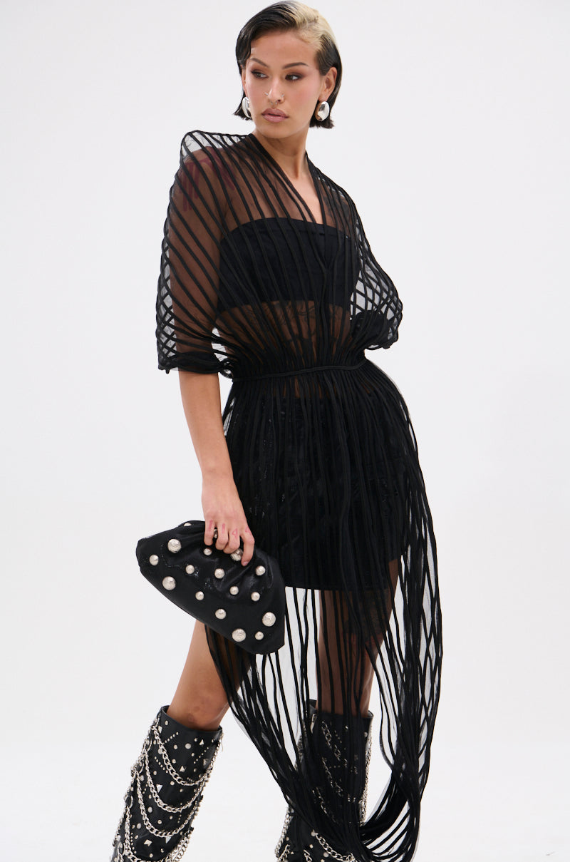 RIPPLING SHEER HALTER TOP