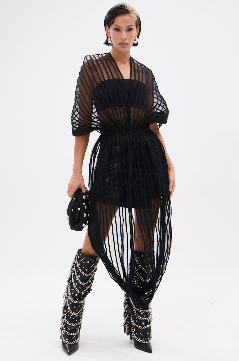 RIPPLING SHEER HALTER TOP