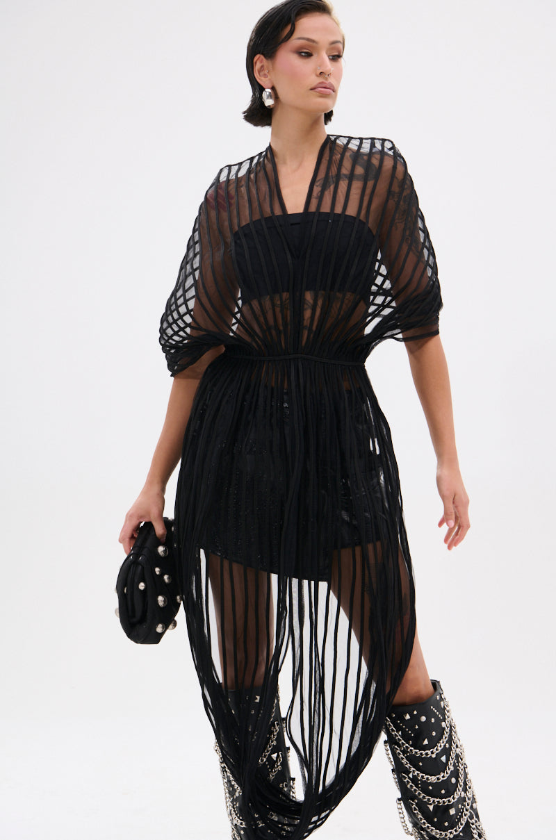 RIPPLING SHEER HALTER TOP