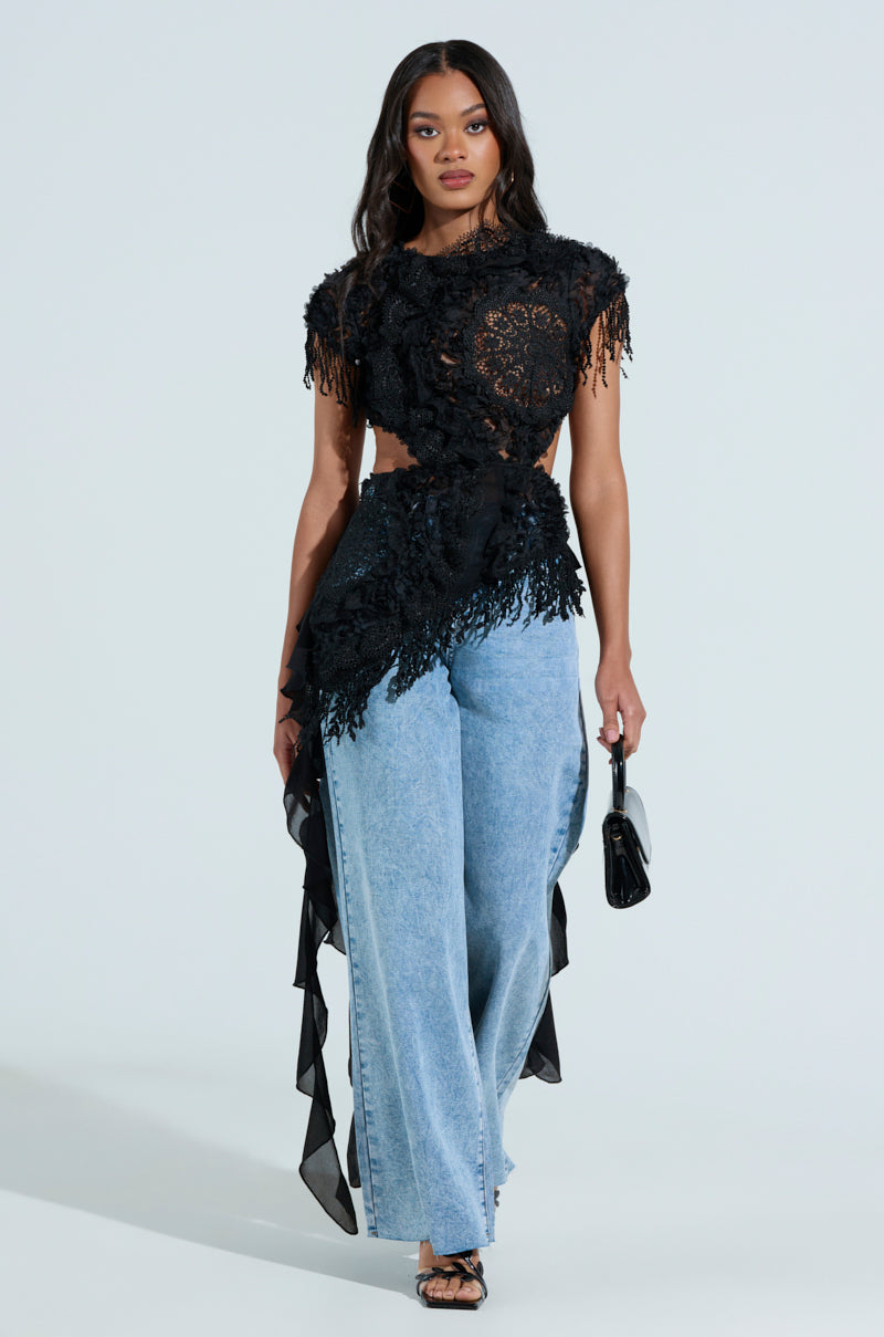 THINK ABOUT ME TOP IN BLACK