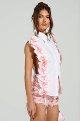 FLOWER POWER BUTTON DOWN TOP