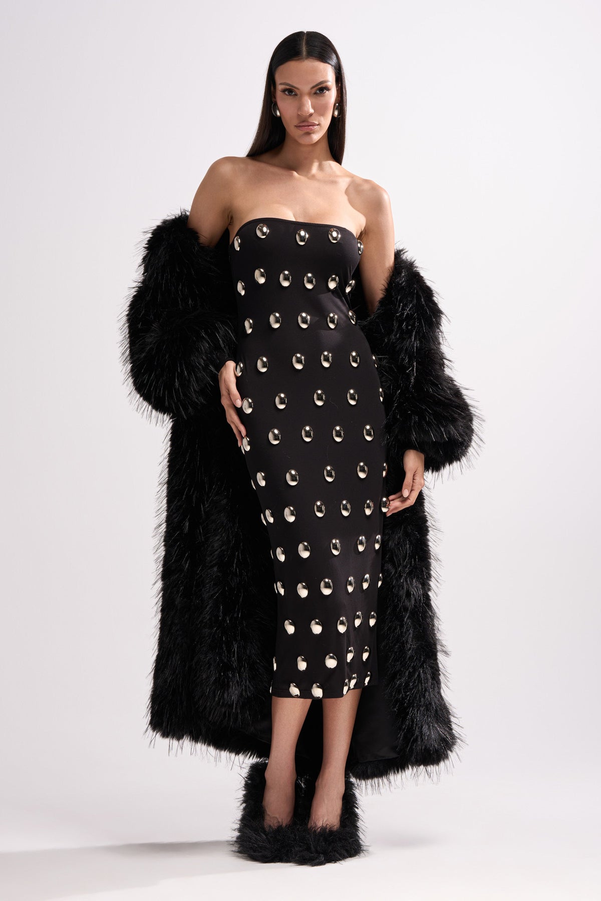 TIME AFTER TIME MIDI DRESS WITH METAL DETAILING