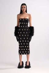 TIME AFTER TIME MIDI DRESS WITH METAL DETAILING