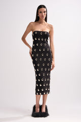 TIME AFTER TIME MIDI DRESS WITH METAL DETAILING