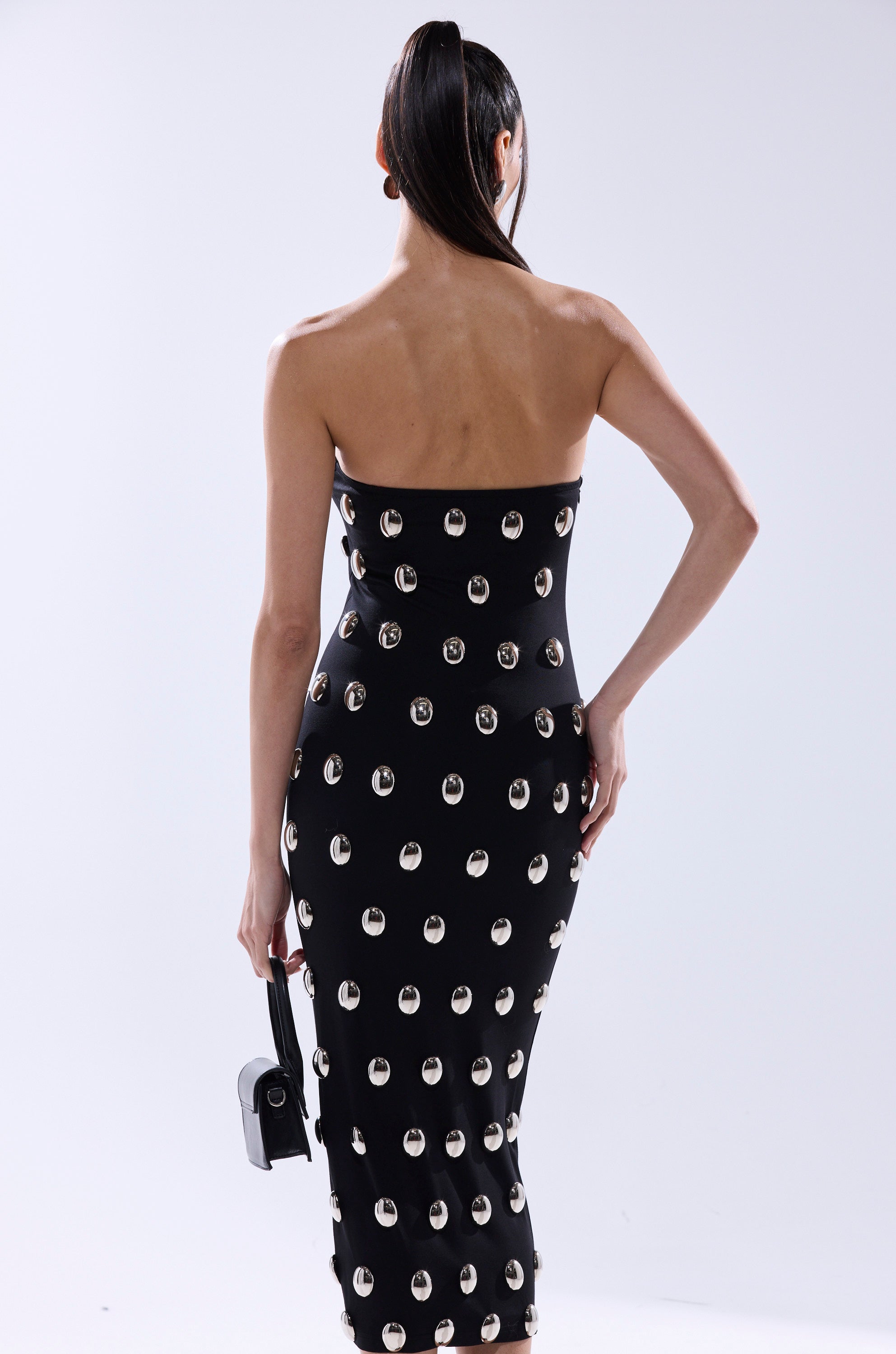 TIME AFTER TIME MIDI DRESS WITH METAL DETAILING