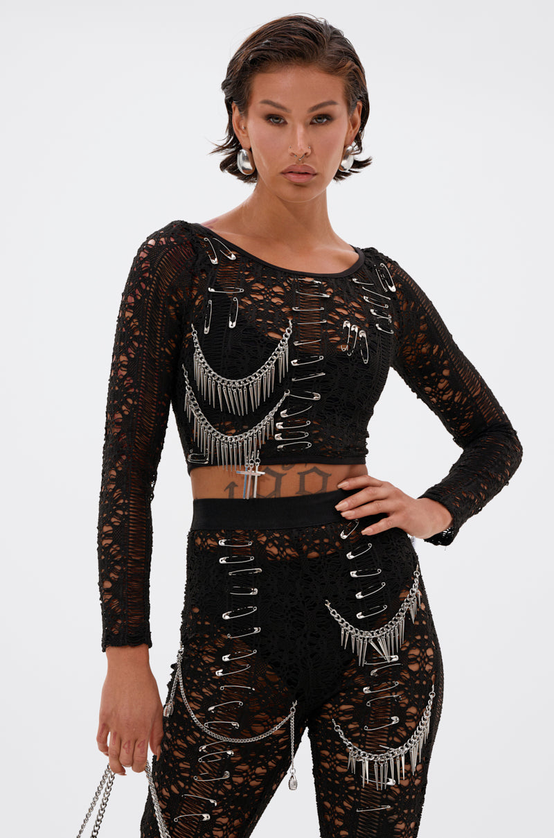 TRY ME LACE LONG SLEEVE WITH PINS