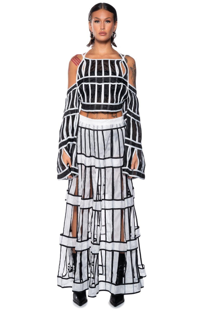 A TIMELESS BEAUTY TIERED CHIFFON MAXI SKIRT