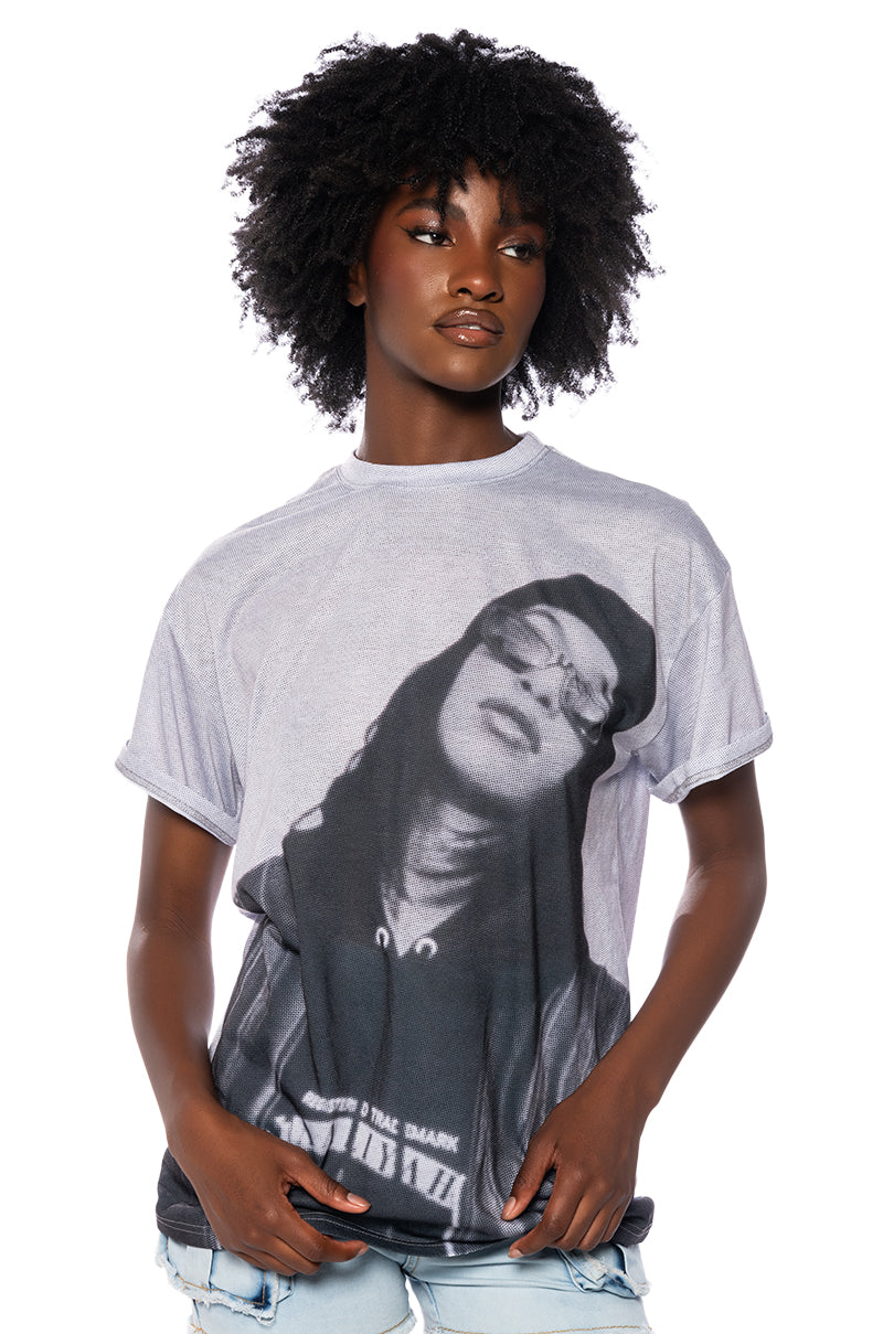 AALIYAH DISTRESSED GRAPHIC TEE