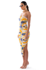 ABOUT TIME RUCHED MIDI DRESS