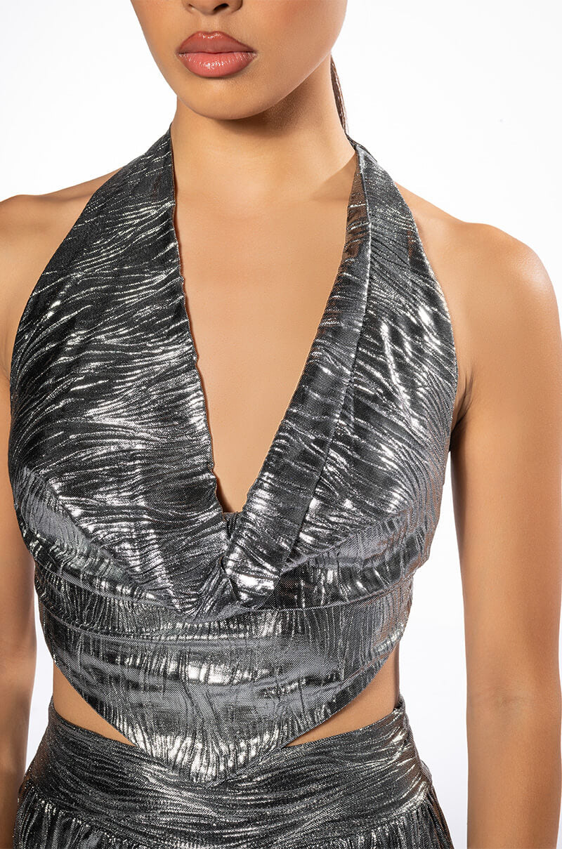 ABOVE ALL METALLIC CROP TOP