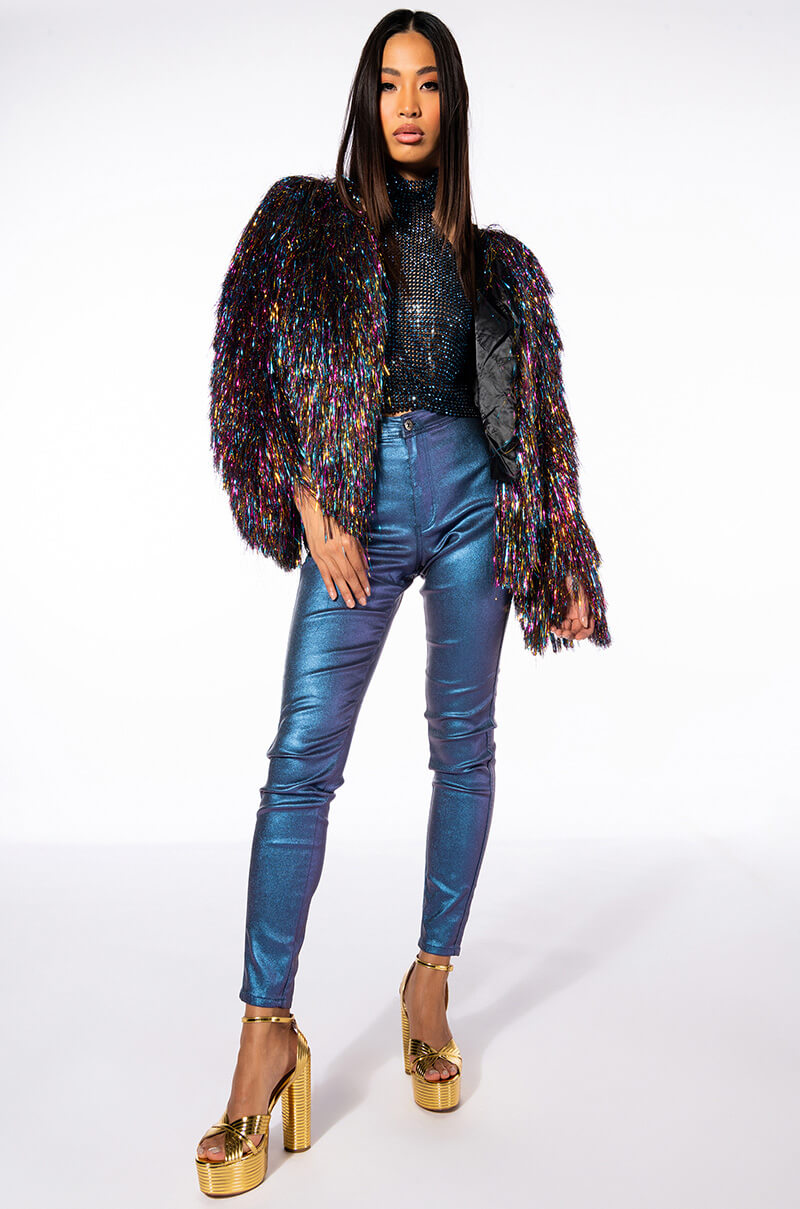 ABOVE ALL RHINESTONE HALTER TOP