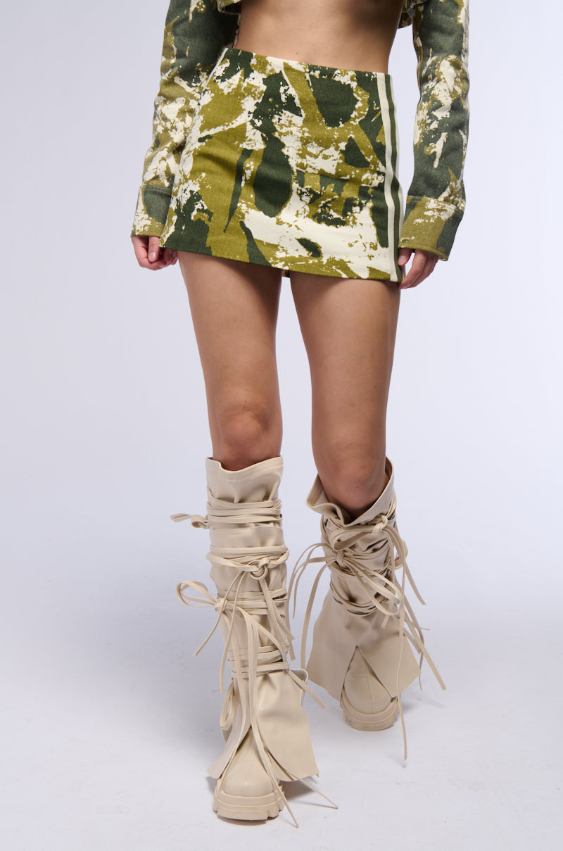 ABSTRACT CAMO MINI SKIRT