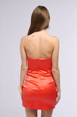 ACTIN BRAND NEW SATIN MINI DRESS IN ORANGE