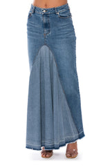 ADDED FLARE FRONT PLEAT MAXI SKIRT