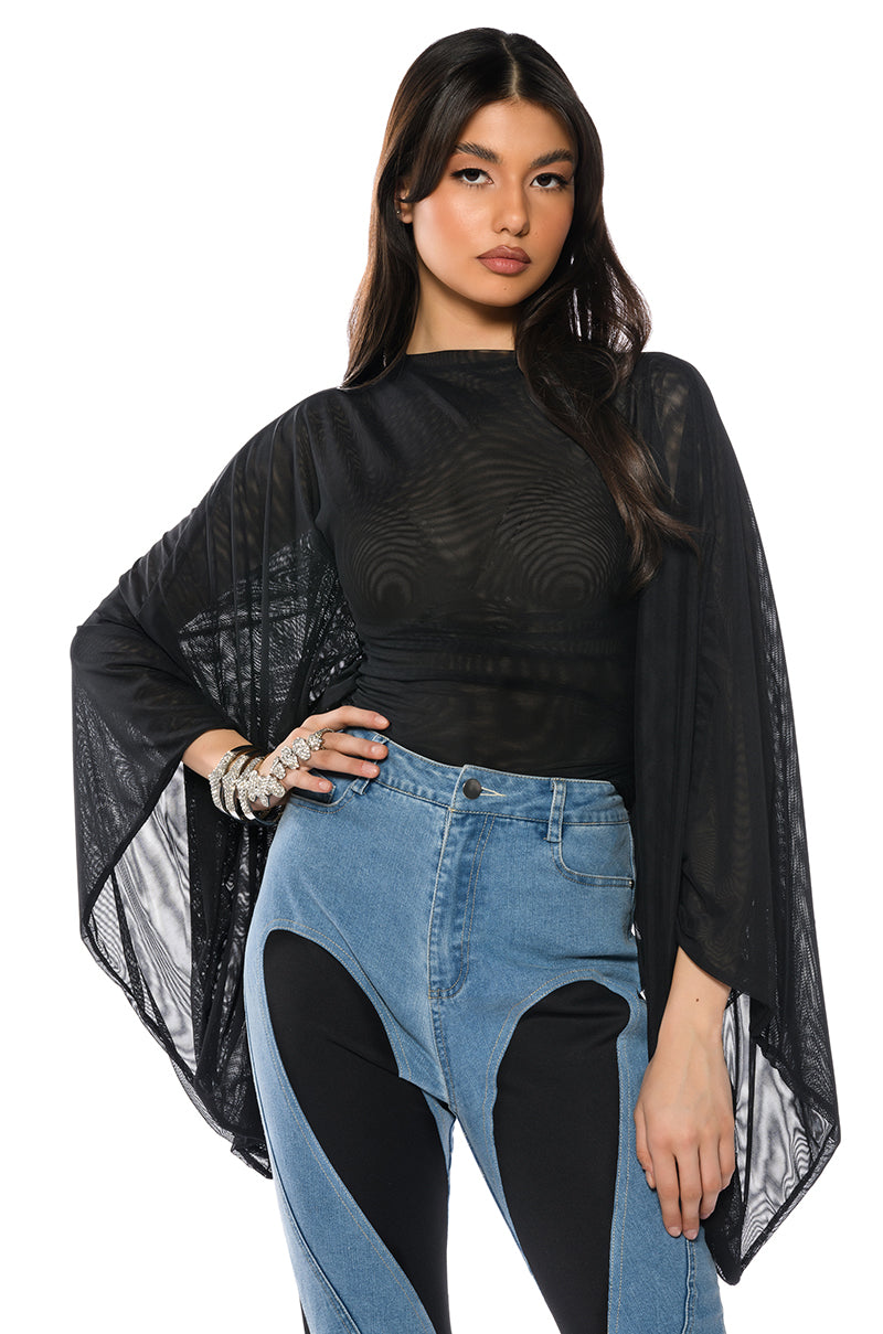 ADORE BELL SLEEVE MESH TOP
