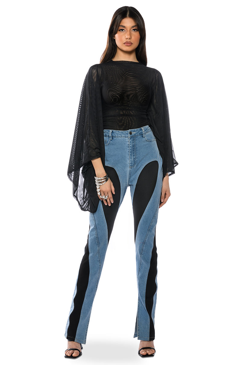 ADORE BELL SLEEVE MESH TOP