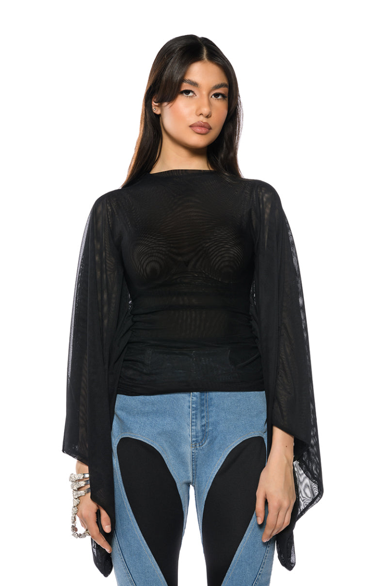ADORE BELL SLEEVE MESH TOP