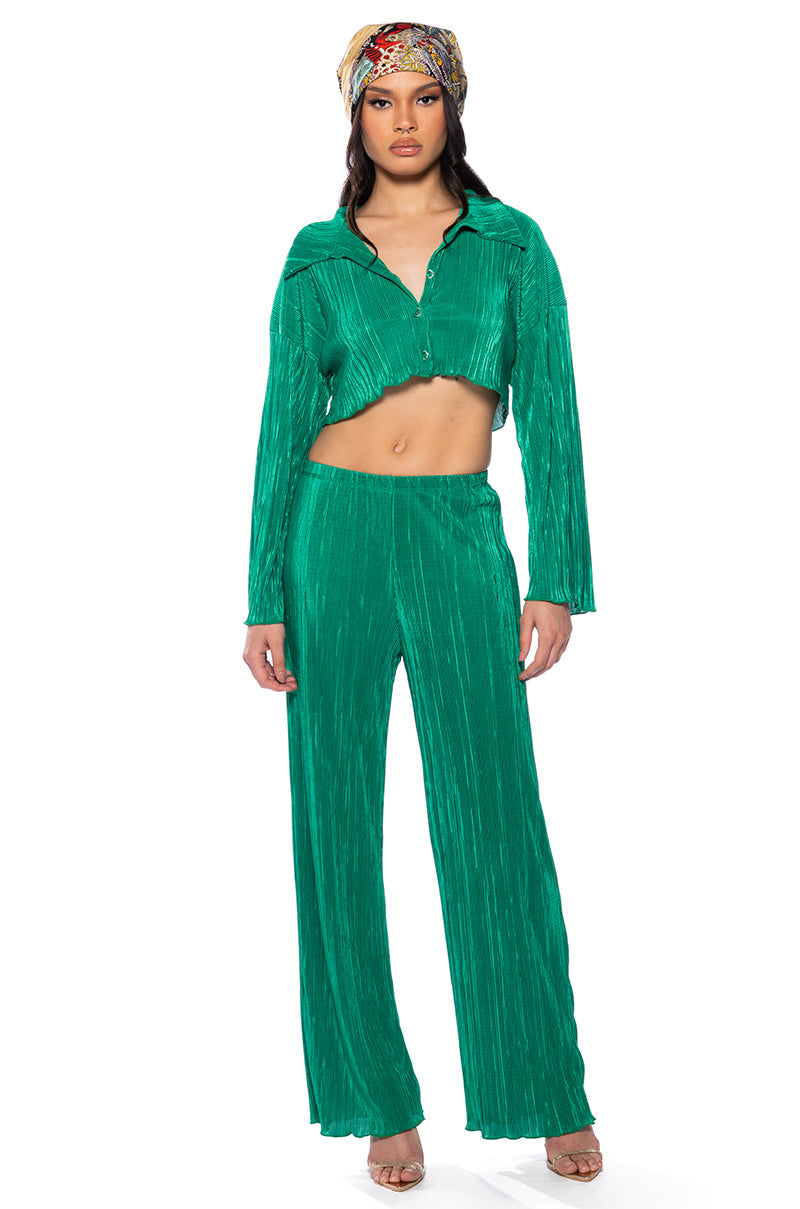 ADVENTURE TO MY WORLD PULL ON WIDE LEG PANT IN GREEN