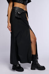 AFTER HOURS FRONT ZIP FAUX LEATHER MAXI SKIRT
