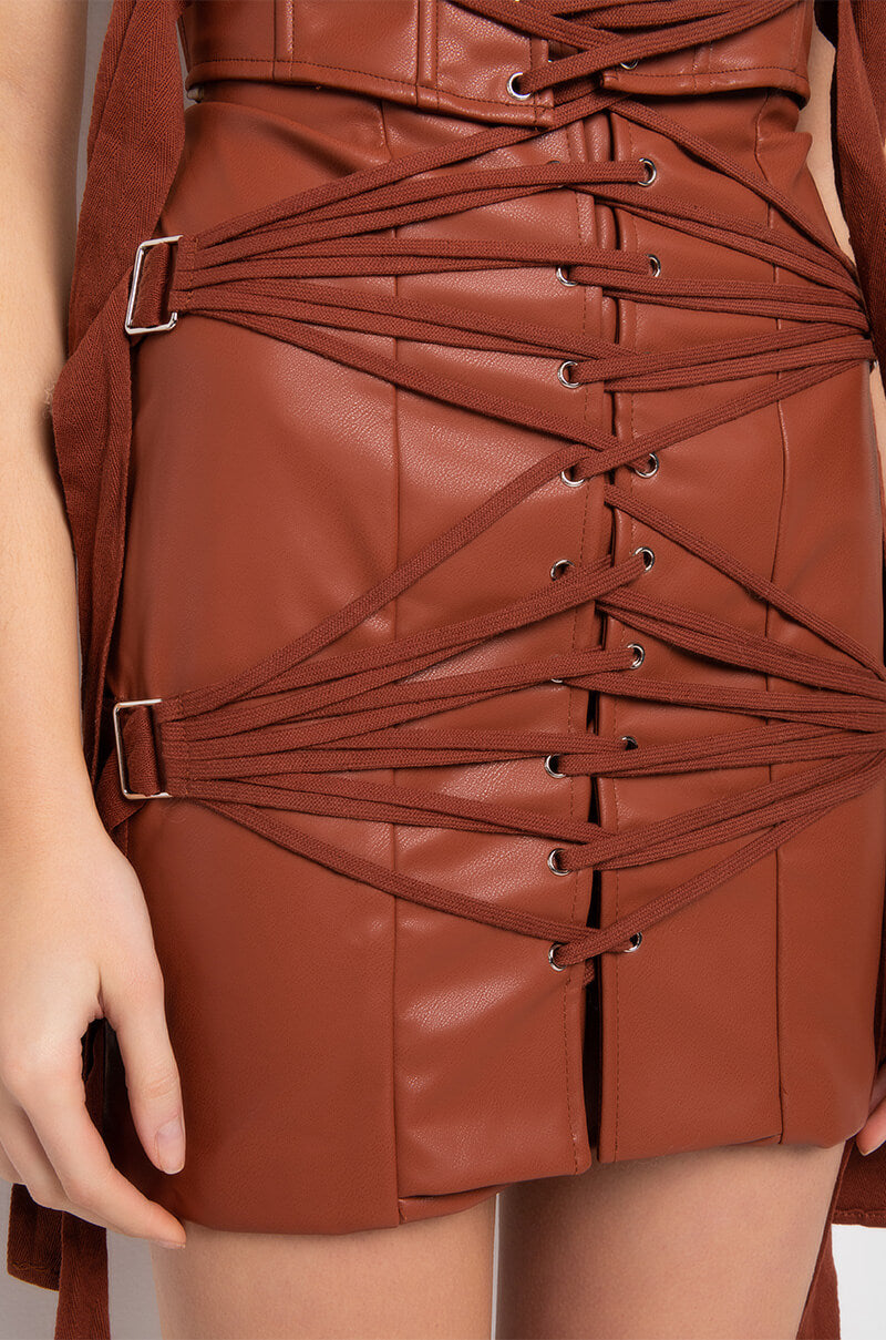 AFTER THE AFTER PARTY FAUX LEATHER MINI SKIRT