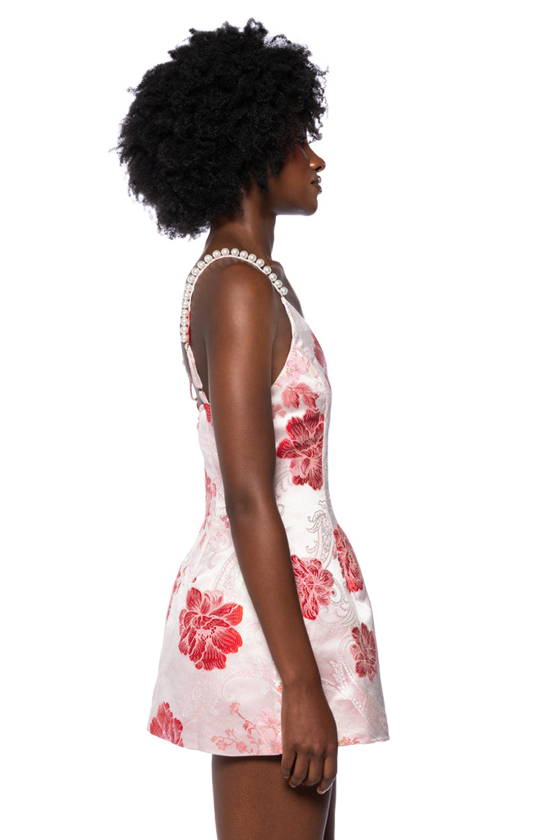 AJIJA BROCADE STRAPLESS MINI DRESS