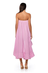 ALEX STRAPLESS HIGH LOW DRESS IN PINK