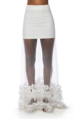 ALICE FEATHER DETAIL MAXI SKIRT