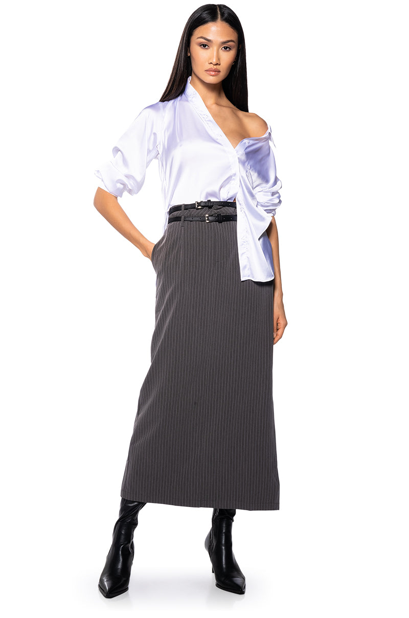 ALINA PINSTRIPE MAXI SKIRT