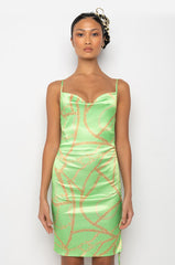 ALL ABOUT THE CHAINS SATIN MINI DRESS